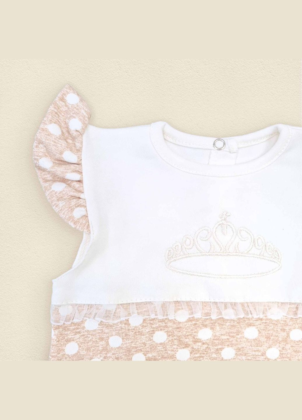 Комбінований демісезонний літній комплект для дівчинки принцеса білий;коричневий Malena