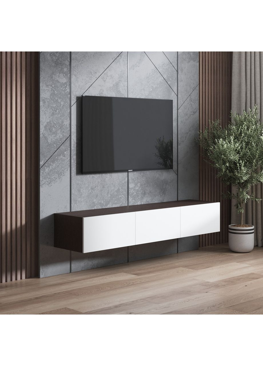 Тумба под телевизор навесная с тремя дверями 1800x300x420 венге темный/белый (hm-19-vg-wh) VAYS (363134708)