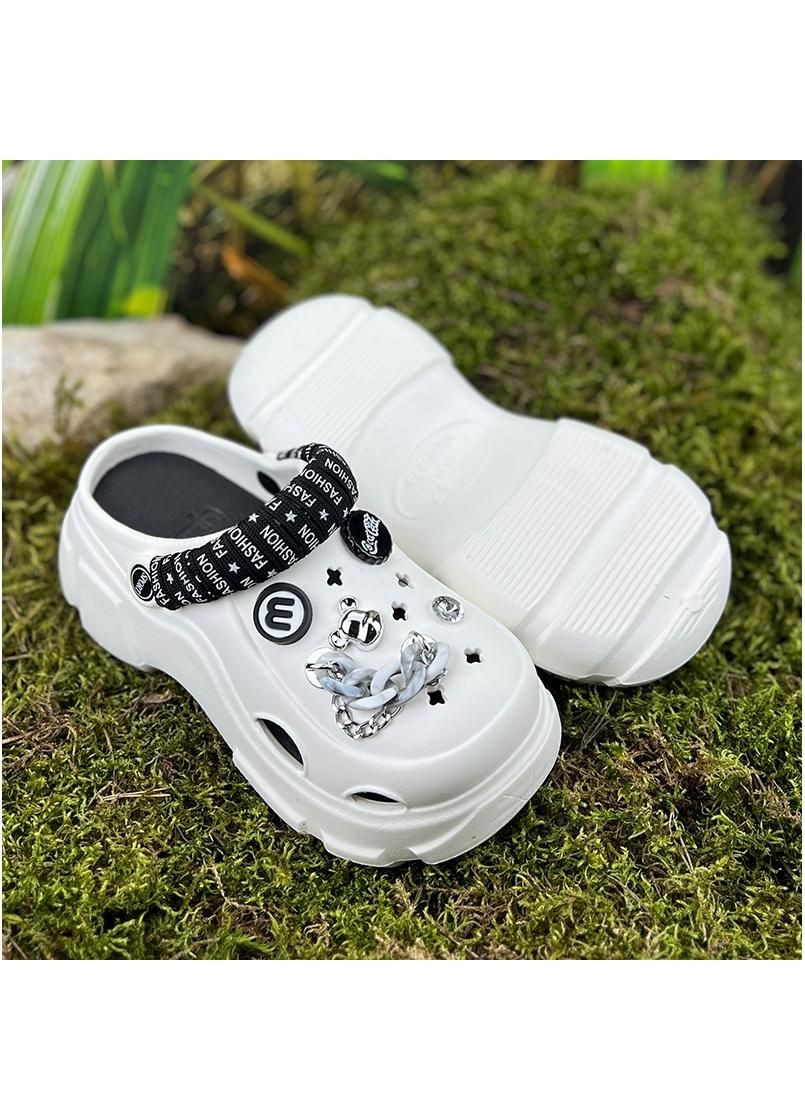 Крокси сабо жіночі з джибітсами на платформі Е-0010279-1 Білі Sanlin (277962642)