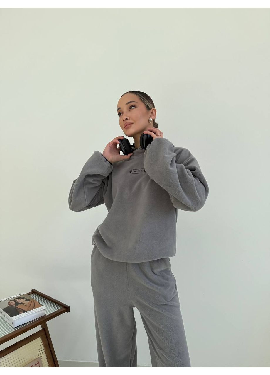 Жіночий флісовий костюм оверсайз: худі + штани MonCher (363849238)