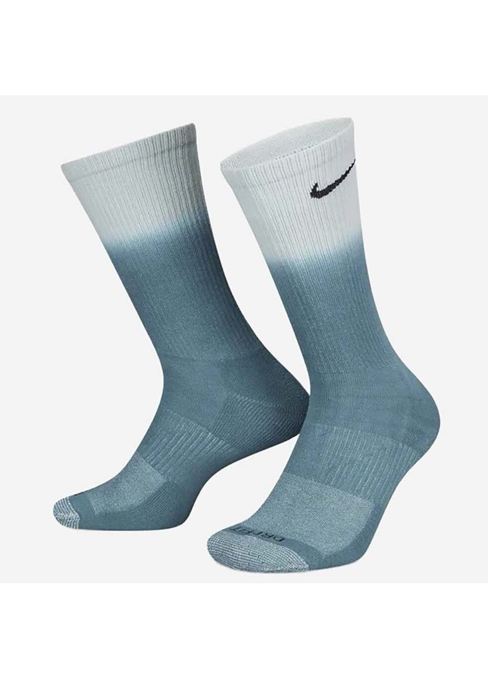 Чёрные носки u nk everyday plus cush crew зеленый, белый Nike однотонные (302287281)