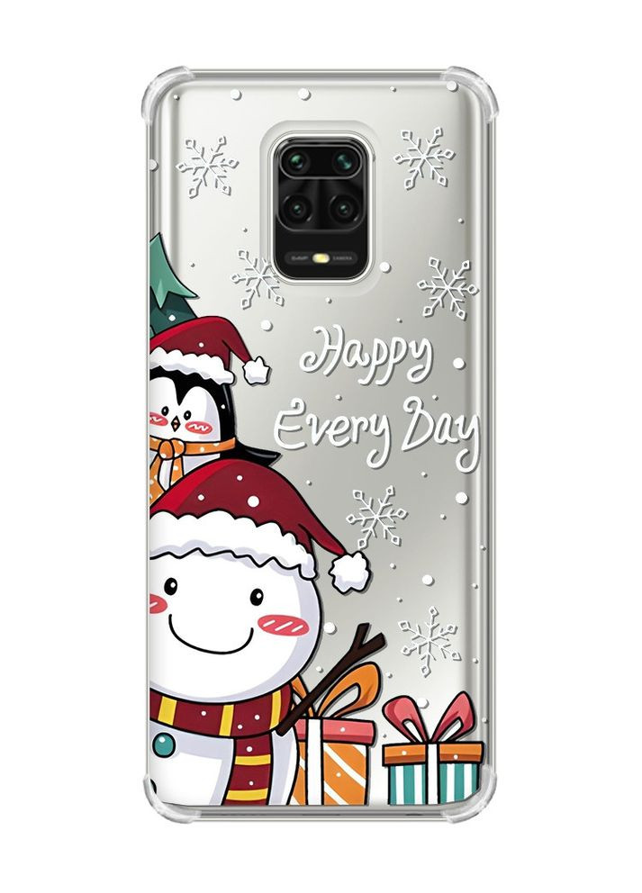 Чехол с утолщёнными углами на Xiaomi Redmi Note 9 Pro/ 9S/ 9 Pro Max:: Снеговик и пингвин (новогодний принт Creative (362964485)