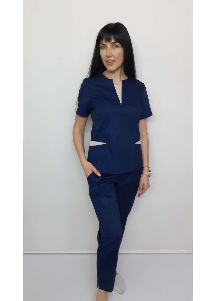 Костюм жіночий медичний Оскар котон штани укорочені 62, Асфальт із лайм-обробкою No Brand (362162185)