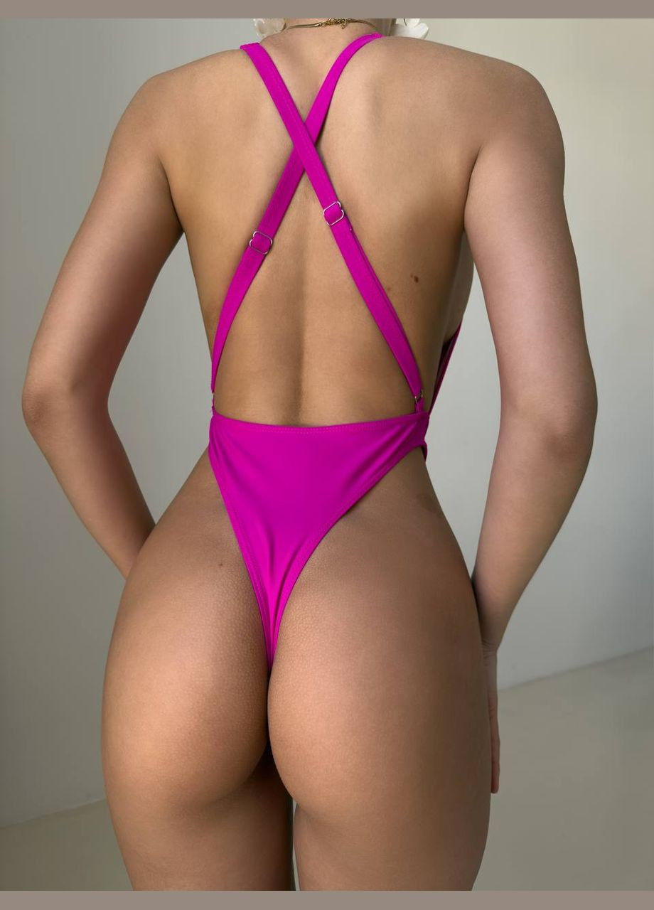 Фуксиновый летний соблазнительный смелый купальный слитный No Brand