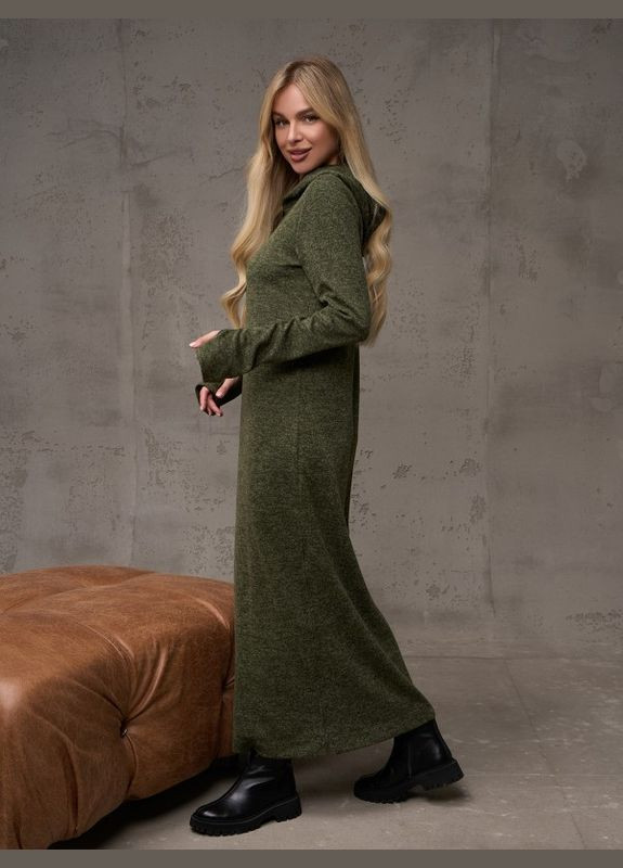 Оливкова (хакі) сукня 14887 хакі ISSA PLUS однотонна