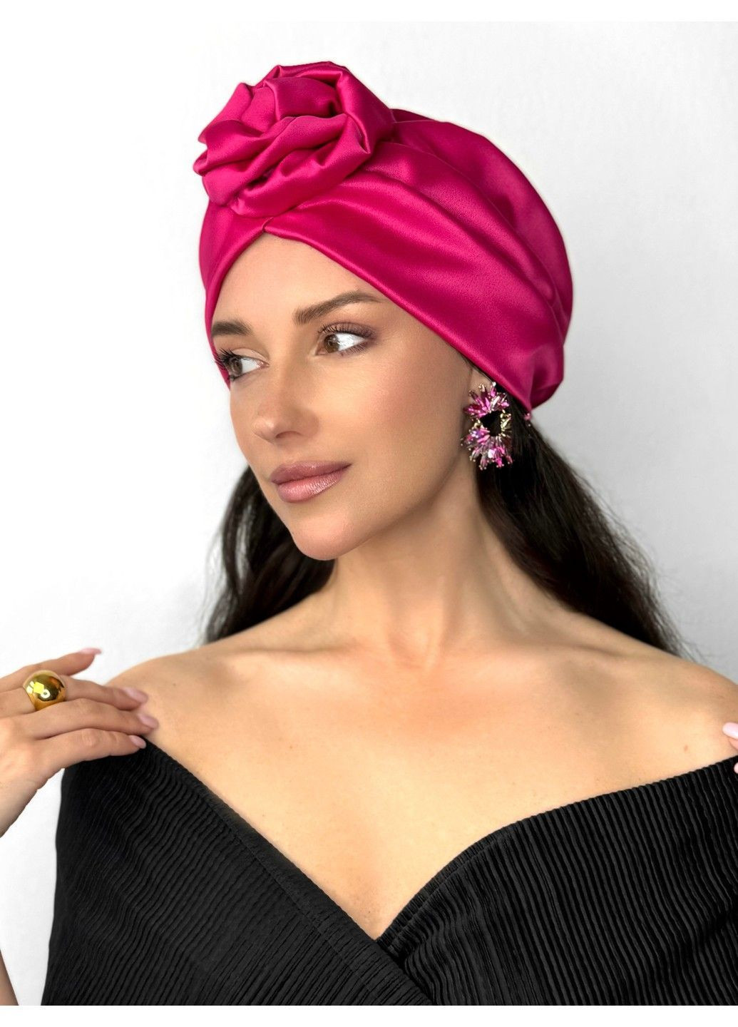 Атласный тюрбан с цветочком BANDANA QUEEN (366239269)