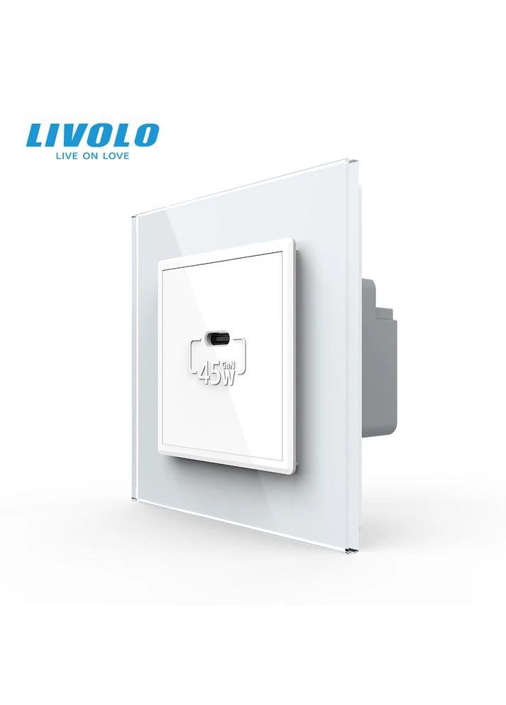 Розетка USB Type-C з Power Delivery 45W золото (VL-C7-FCUC-2AP) Livolo (375456648)