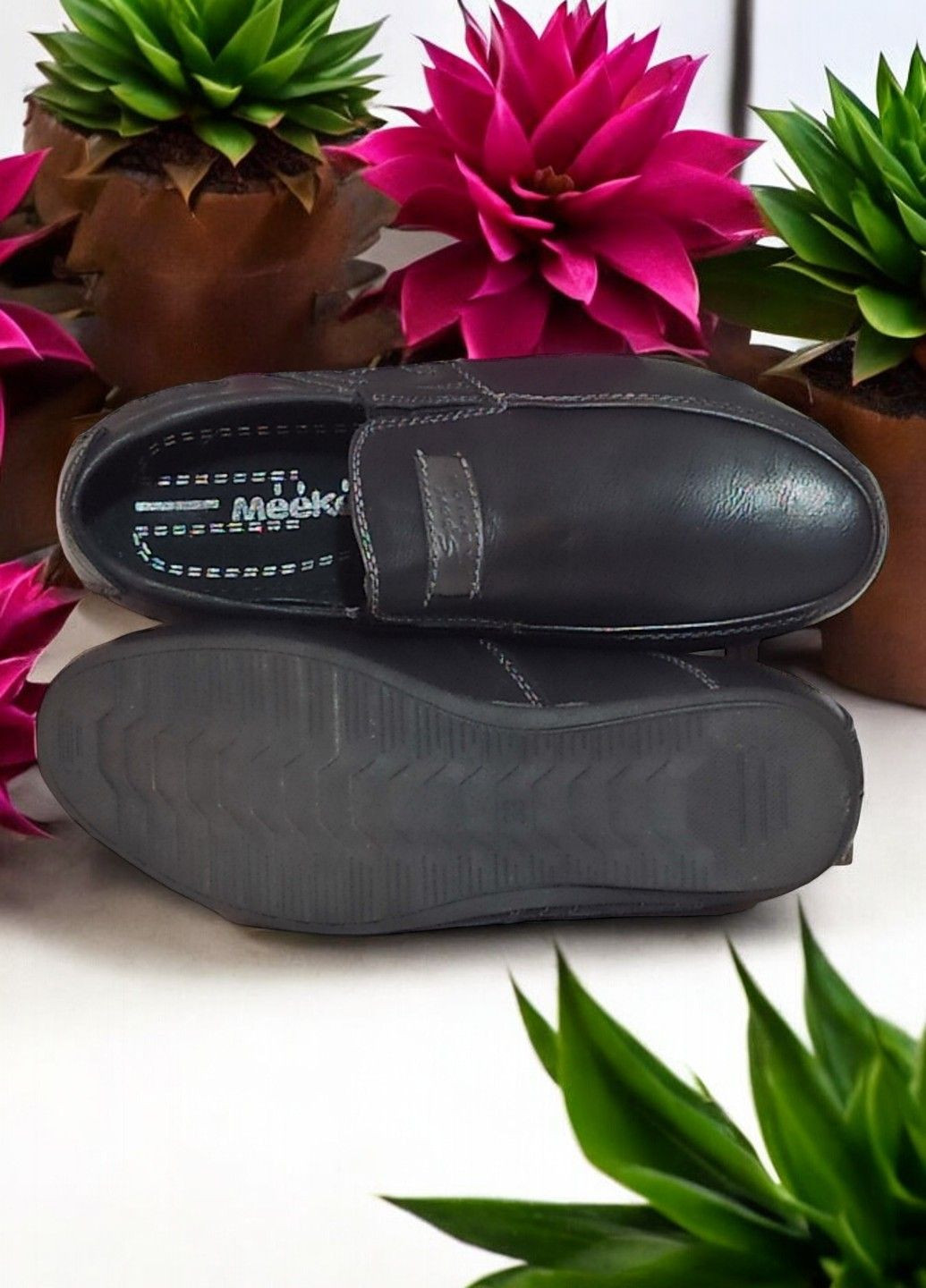 Черные туфли для мальчика в школу классические мокасины а07 черные Meekone