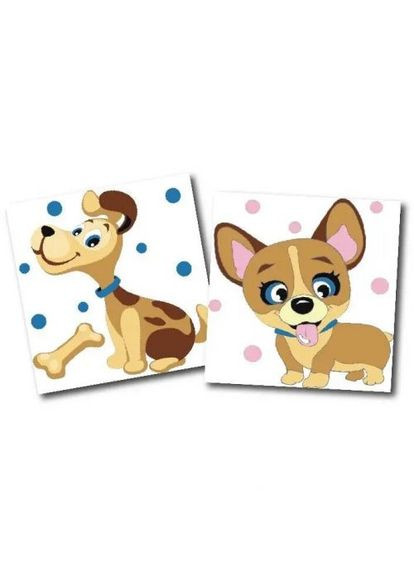 Картини за номерами (набір 2 шт) "Песики" 15х15 см Art Story (361411684)