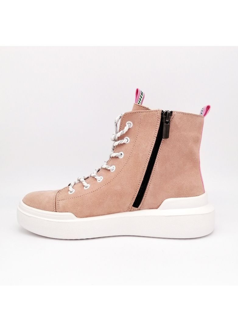 Осенние ботинки розовые из натуральной замши. хайкеры Crisma из натуральной замши