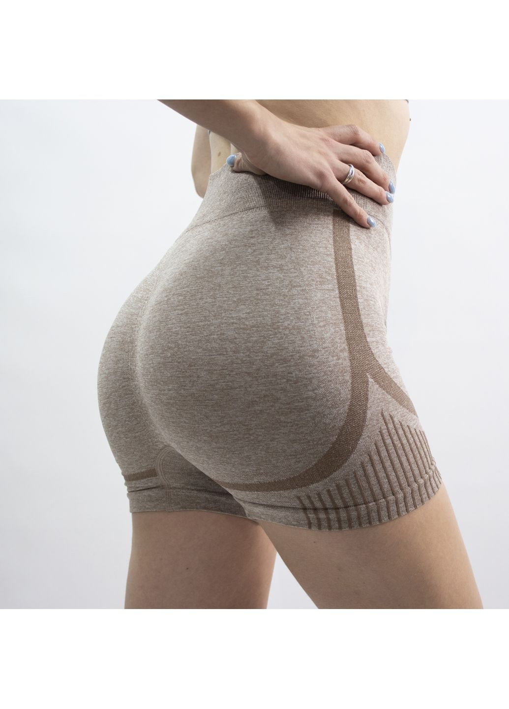 Женские бежевые шорты с утяжкой и пуш-ап эффектом, бесшовные, высокая посадка, р. S–XL No Brand (363968232)