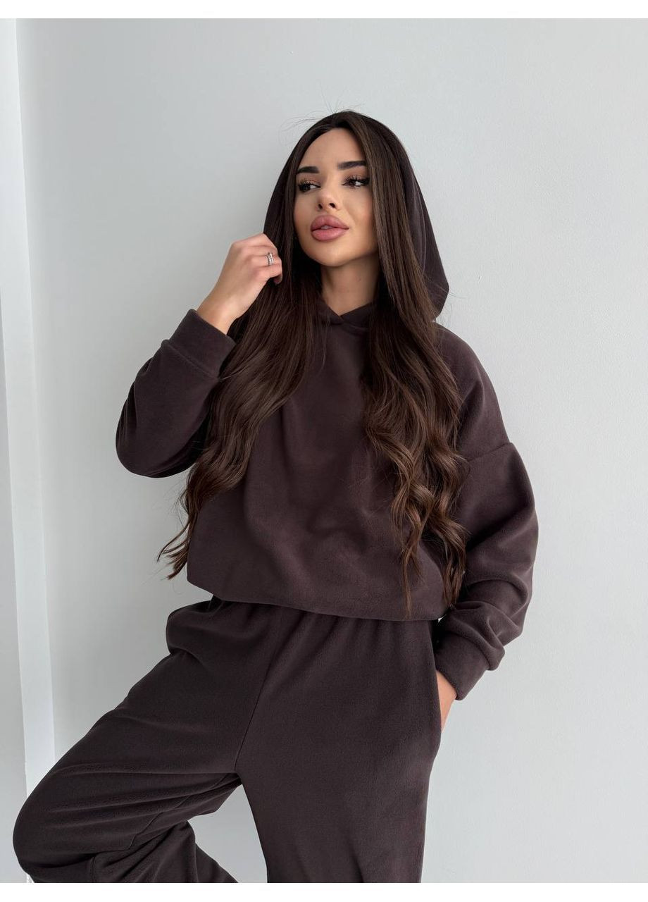 Теплий спортивний костюм жіночий дабл фліс палаццо+кофта з капюшоном No Brand (366439905)