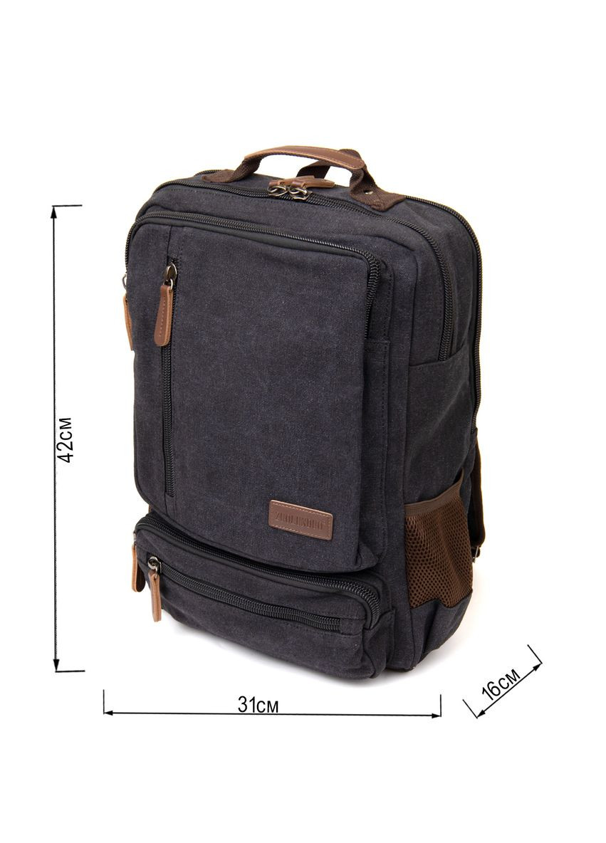 Рюкзак текстильный дорожный унисекс на два отделения 20611 Черный Vintage (331910879)