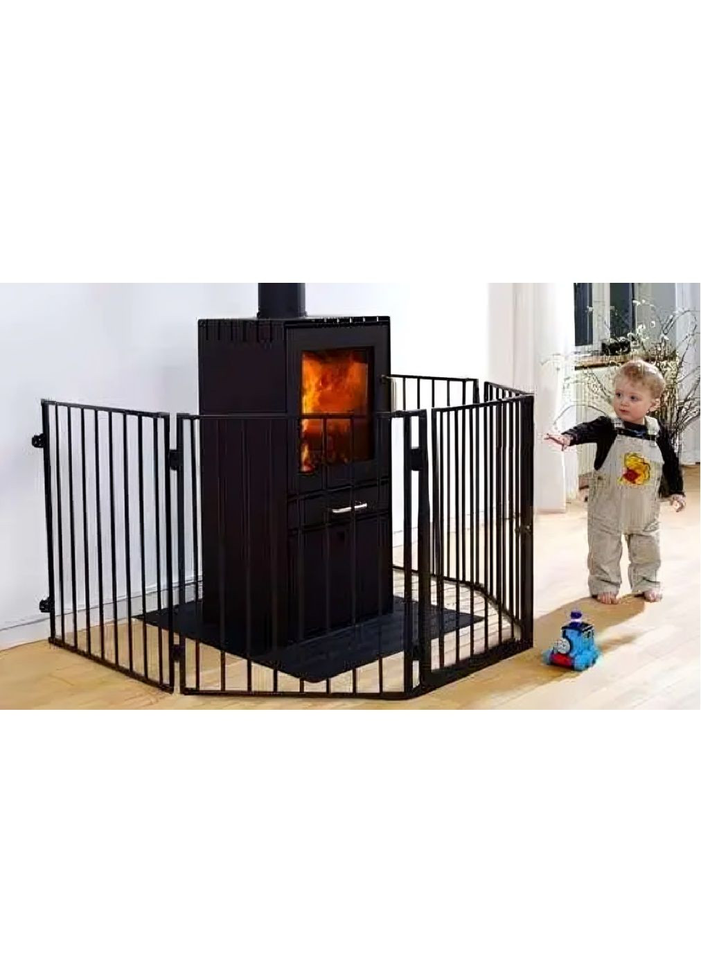 Металлические каминные ворота для каминов печей с возможностью соединения ворот 304х74,5 см (478748-Prob) Черный Unbranded (311280170)