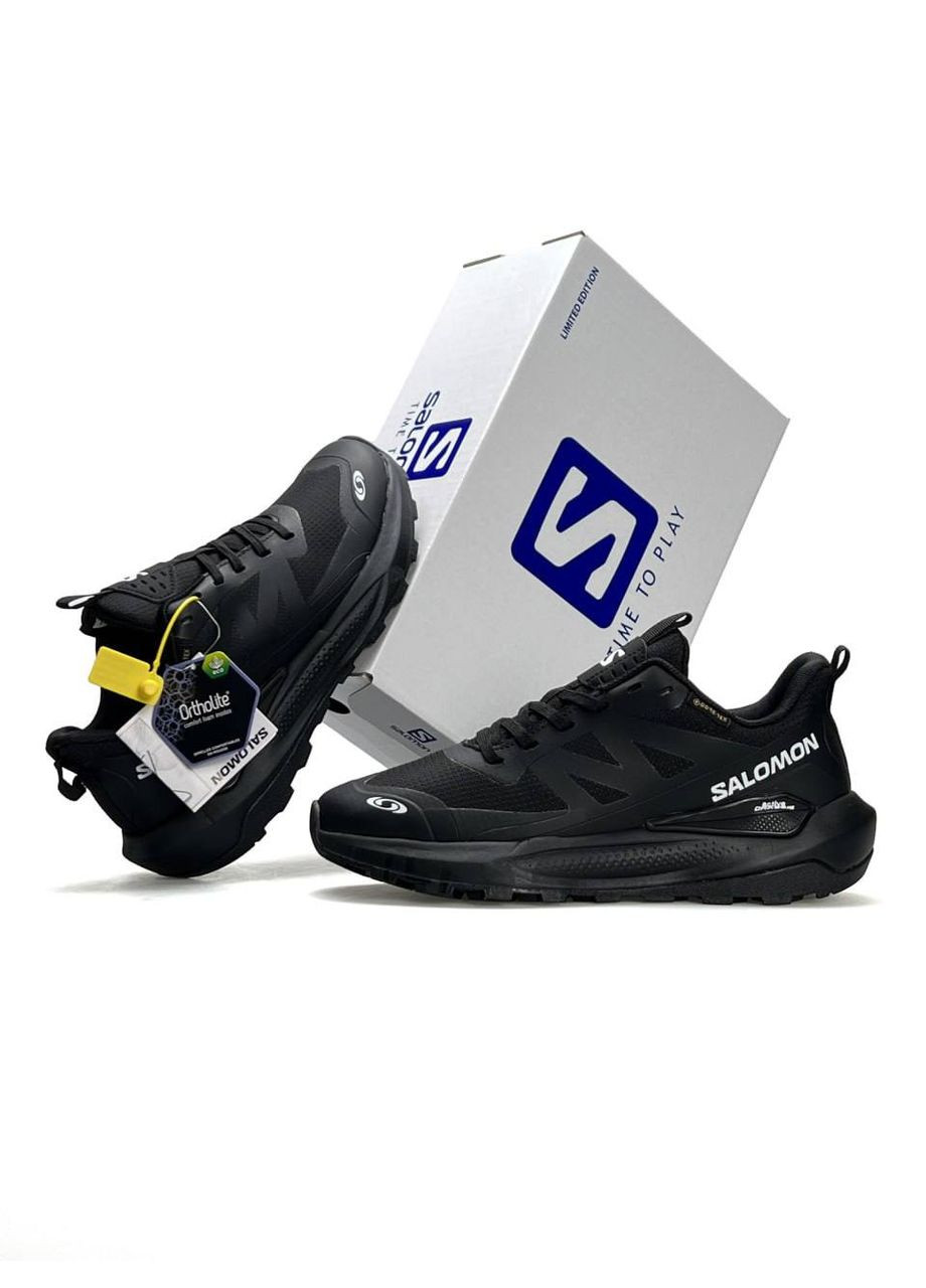 Чорні Осінні кросівки чоловічі salomon black white No Brand Elixir Activ GTX