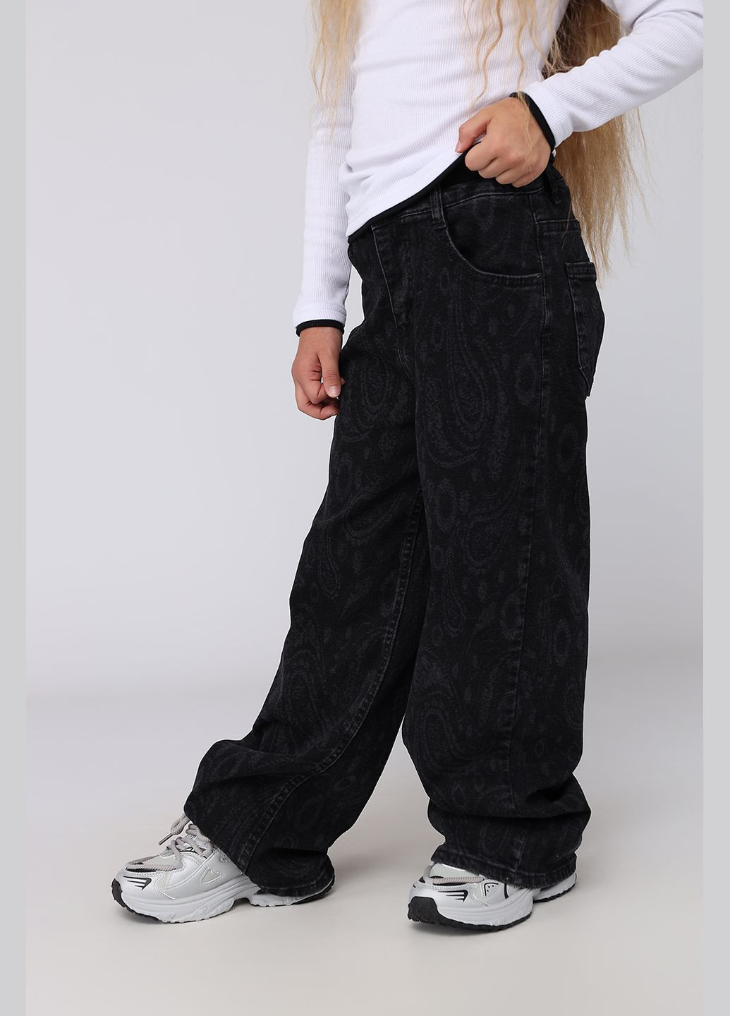 Джинси wide leg для дівчинки колір чорний ЦБ-00282010 Yuki (347581165)