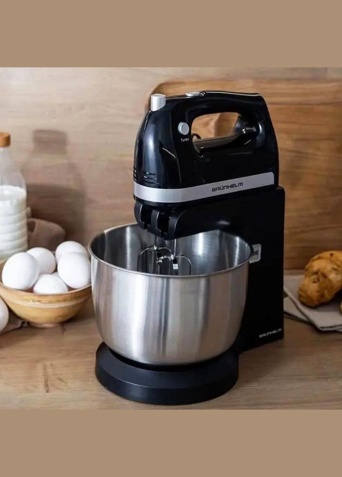 Стационарный ручной миксер GRM662B 500 Вт 3.5 л 5 скоростей с металлической чашей Grunhelm (297331872)