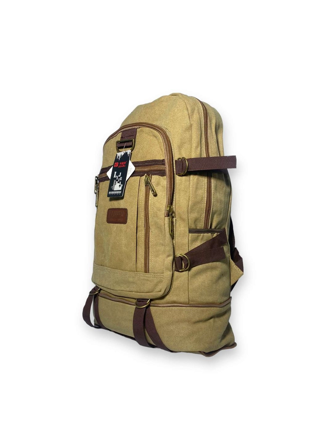 Брезентовый рюкзак, с расширением размера, один отдел, дополнительные карманы, размер: 45(55)*35*15 см, койот Yuzhe (293510951)