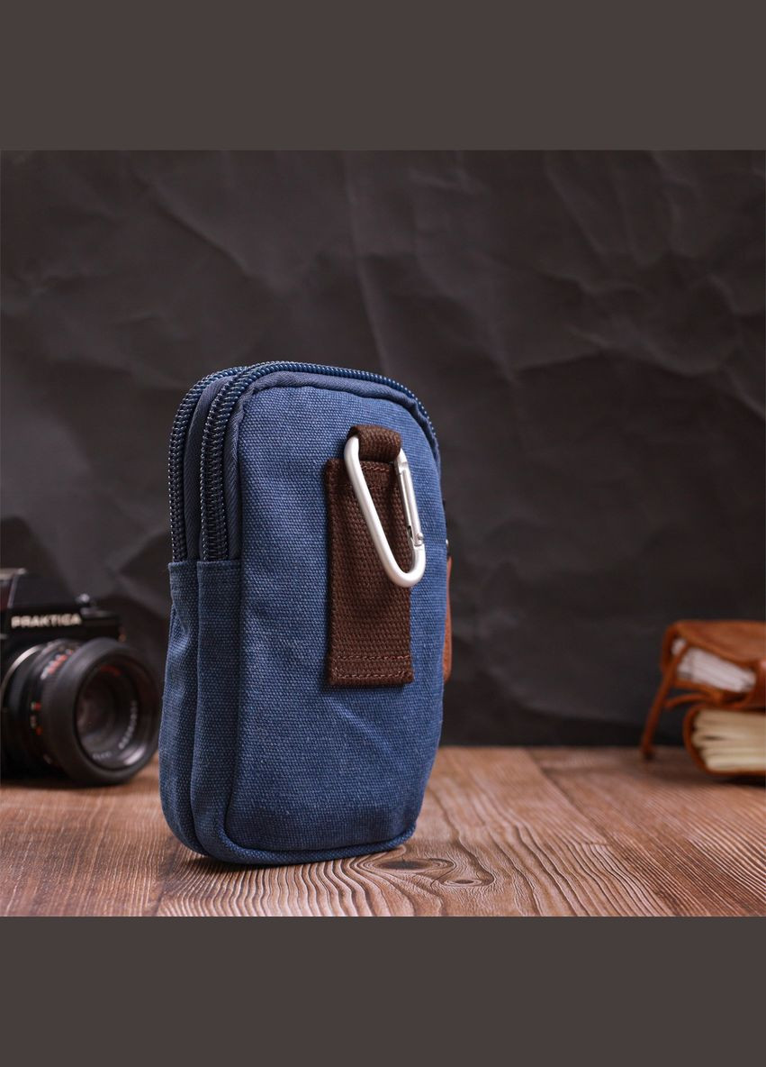 Сумка чоловіча через плече барсетка з металевим карабіном із текстилю 22226 Синій Vintage (302008180)