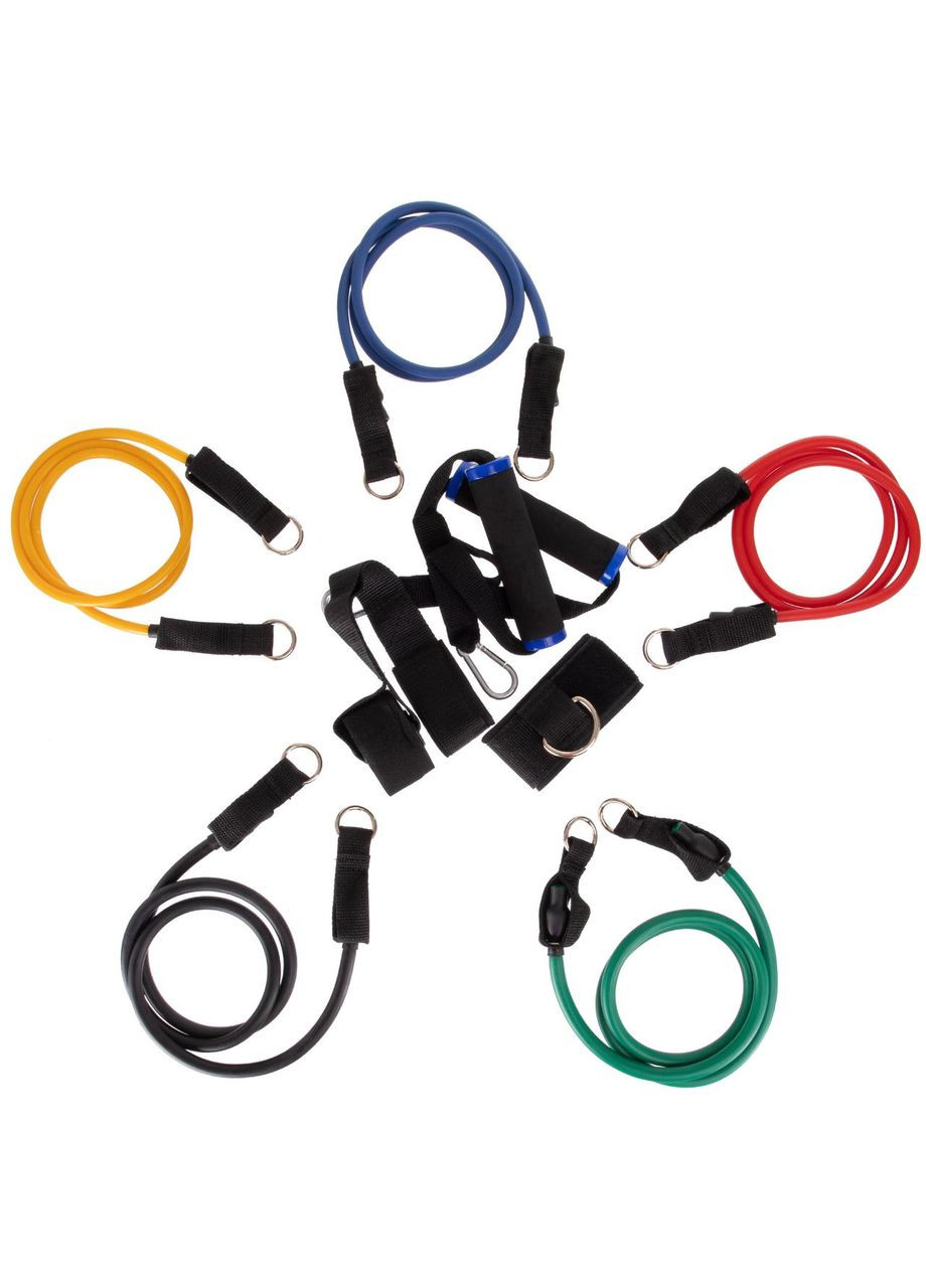 Еспандер Resistance Band багатофункціональний 5 джгутів (5 есп, креп.на двері, 2 рукоятки, 1 лямка) (ET-510) Zelart (354703840)