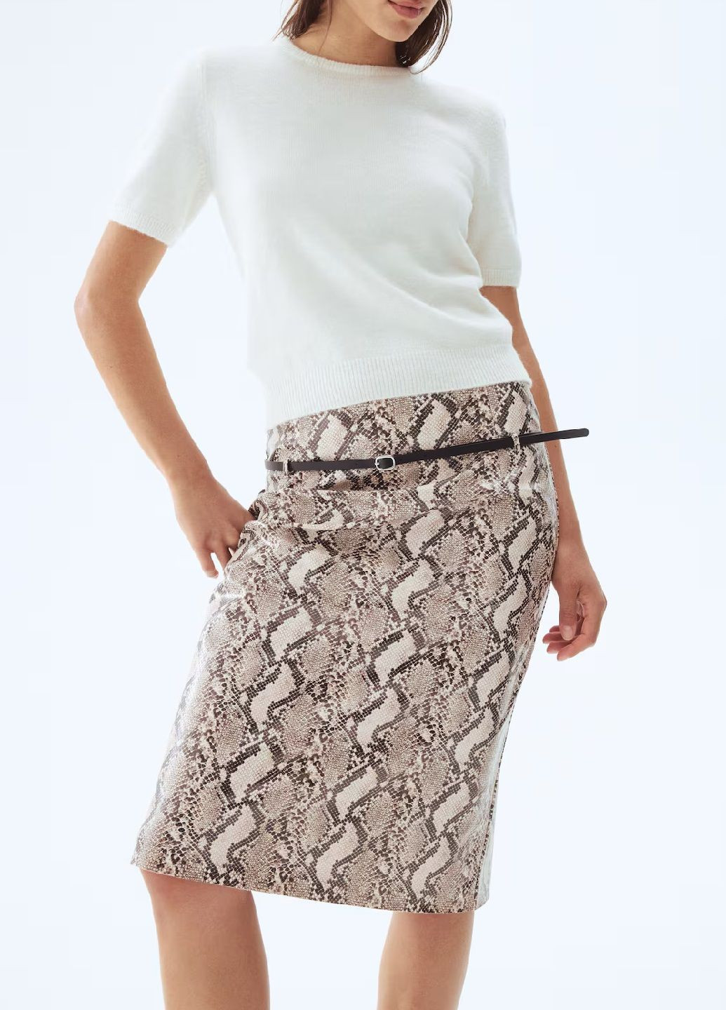 Светло-бежевая кэжуал однотонная юбка H&M