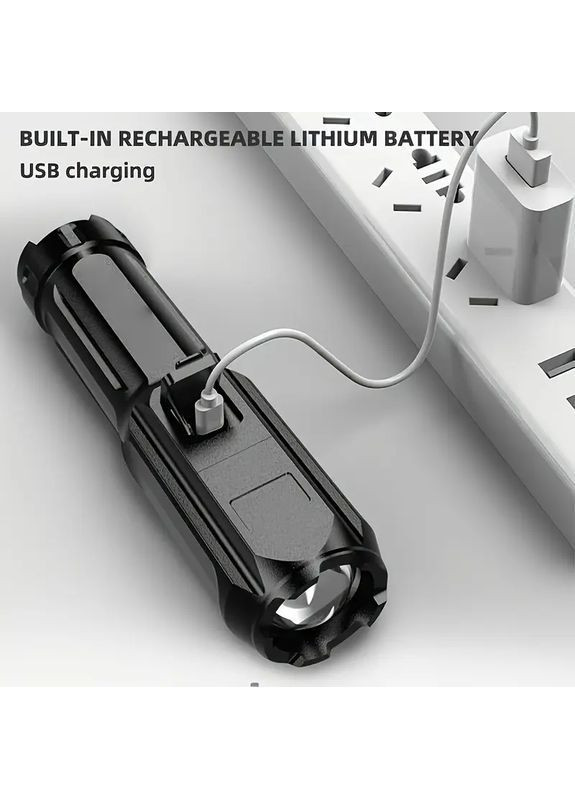 Фонарик USB зарядка регулируемый луч No Brand (368778741)