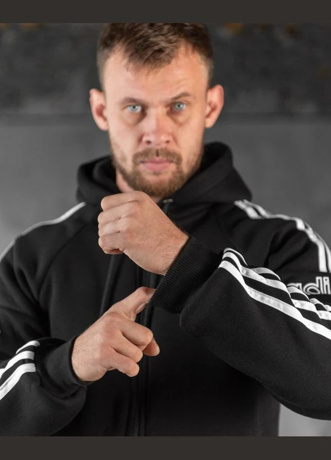 Чоловічий зимовий спортивний костюм на флісі чорний No Brand (307413507)