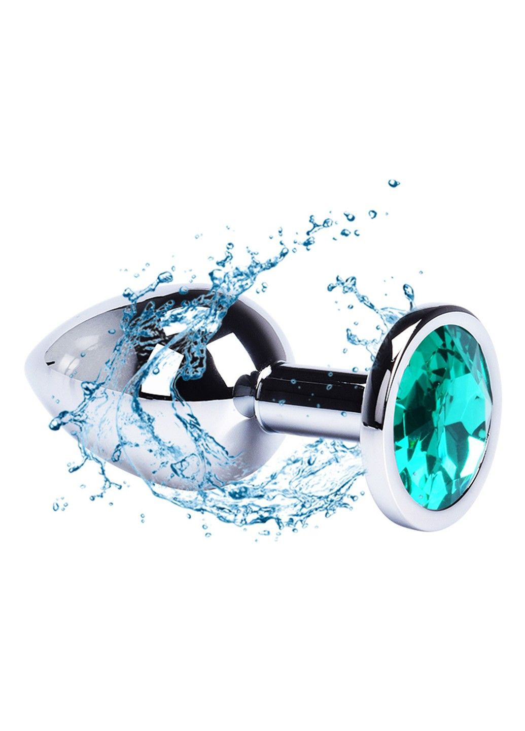 Анальная пробка из медицинской стали с зеленым кристаллом (Размер M) We Love (284278200)