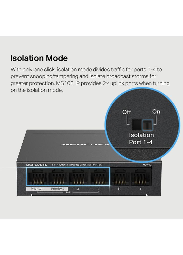 Коммутатор MS106LP Mercusys (370621933)