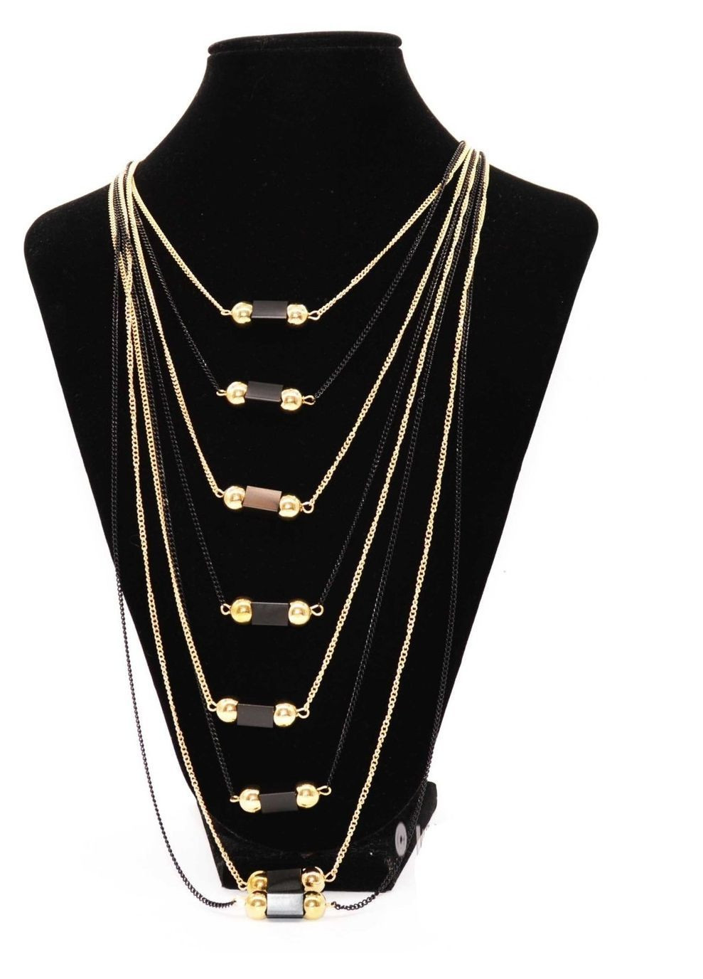 Незвичайне багатошарове кольє з ланцюгами, 10-869 Fashion Jewelry (362453653)