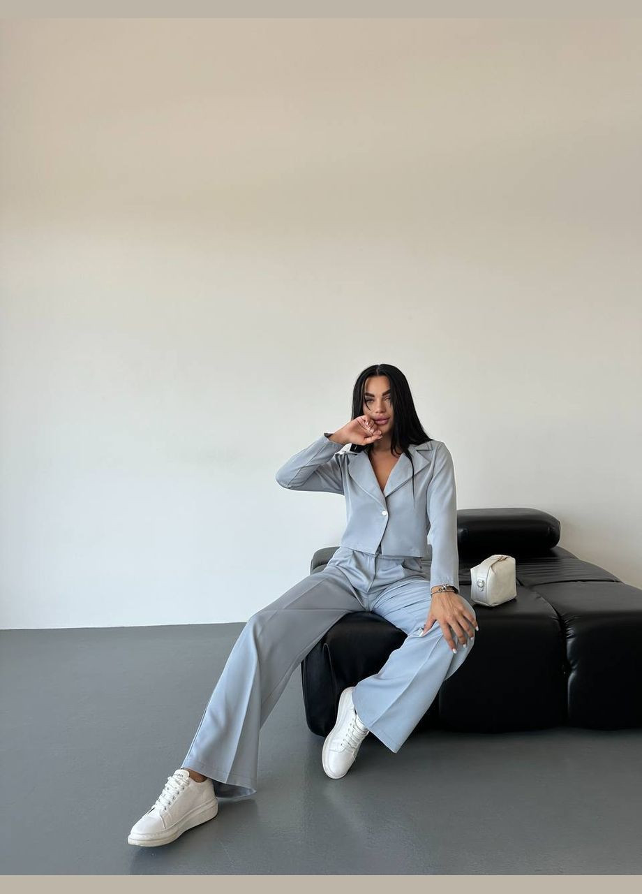 Женский серый костюм двойка No Brand (333830496)