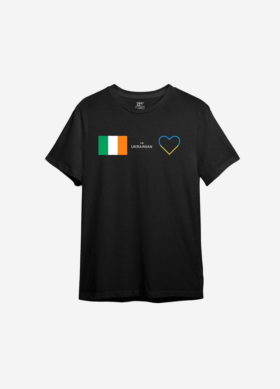 Черная всесезон футболка с принтом "iрландiя" ТiШОТКА