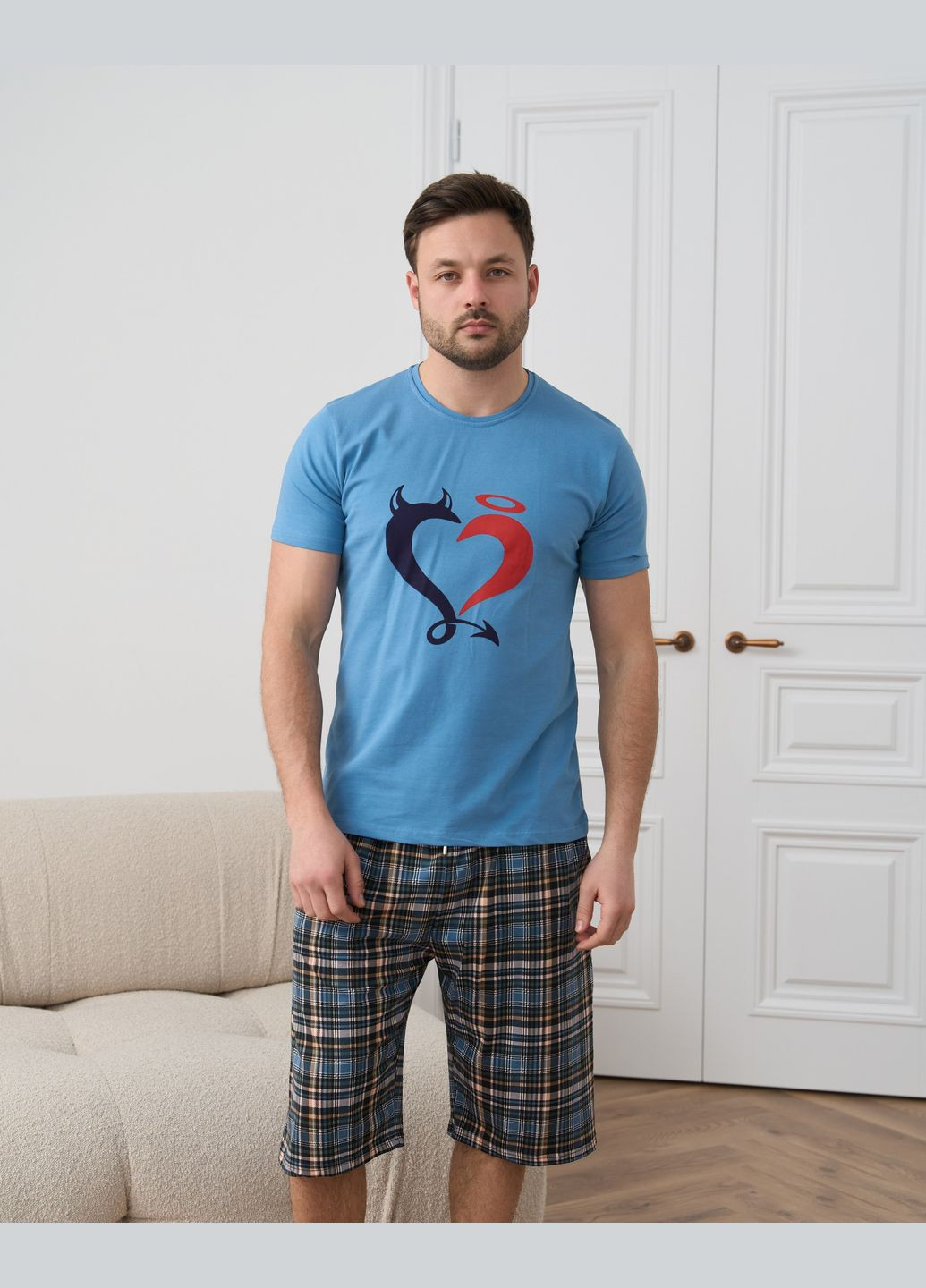 Чоловічий комплект із шортами в клітку Tom John (292849431)