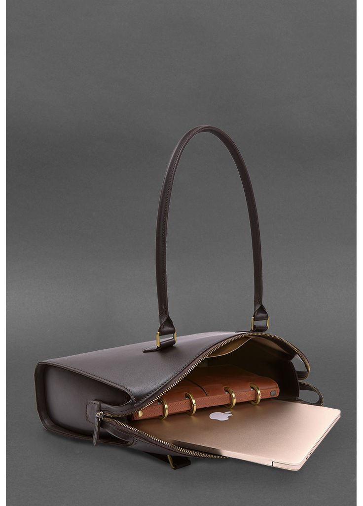 Женская кожаная сумка Business темно-коричневая Краст BlankNote (348359394)