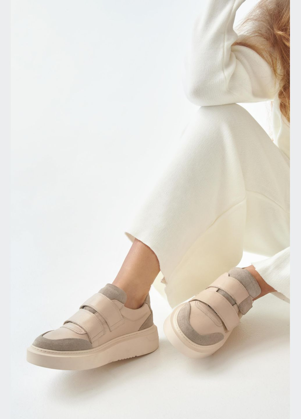 Бежеві кеди низькі, колір бежевий Estro