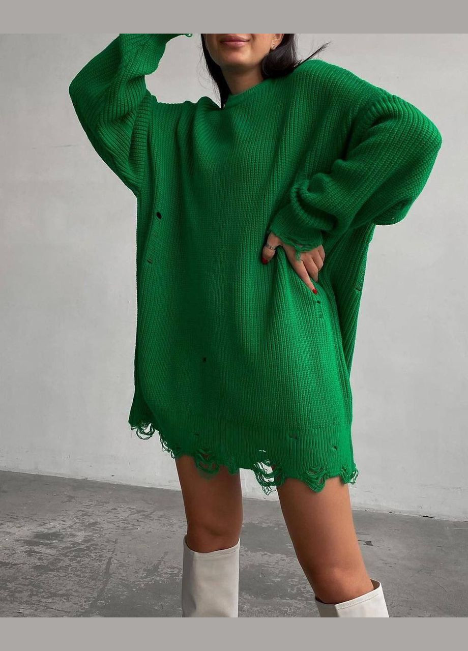 Зеленое женский свитер-туника цвет зеленый р.42/46 448910 New Trend