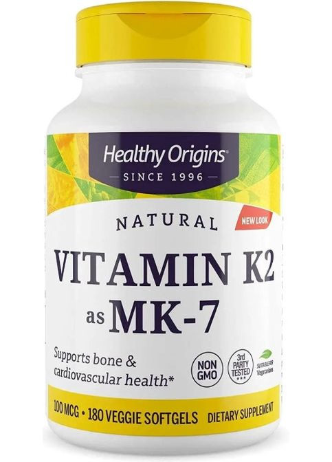 Вітамін K2 в формі MK7 Vitamin K2 as MK-7 100 мкг 180 кап Healthy Origins (357342938)