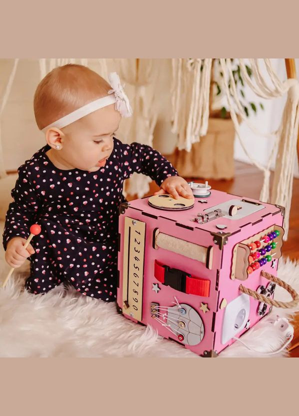 Развивающая игрушка Бизикуб TG200162 23х23х23 см Розовый Temple Group (300387263)