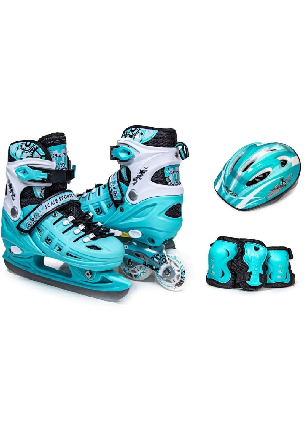 Комплект ролики-ковзани із захистом 2in1 Scale Sport. Mint (розмір 29-33) 53681290 Scale Sports (340910215)