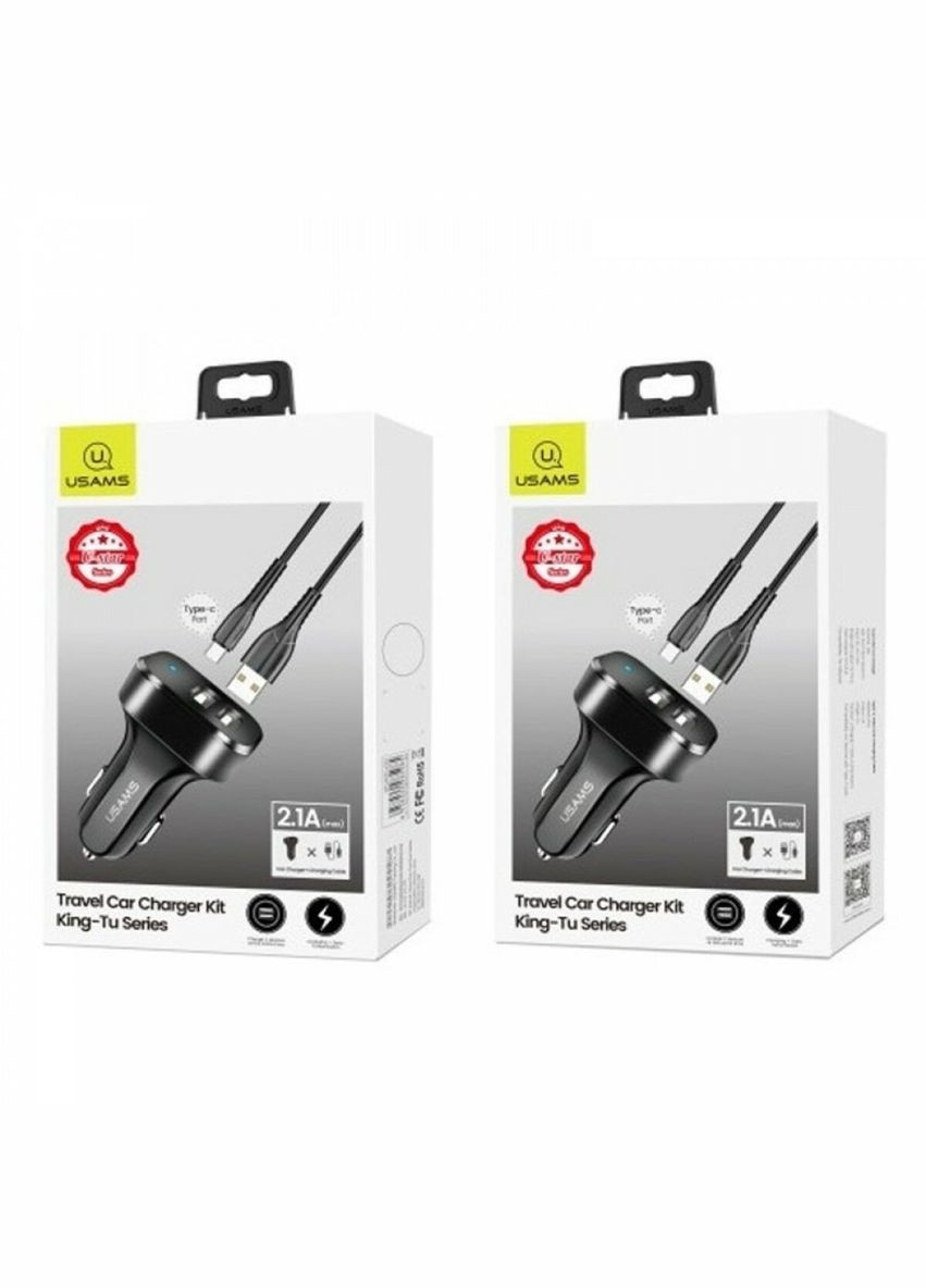 Зарядний пристрій USAMS Travel Car Charger Kit King Tu Series(U35 Type-C Cable 1M + C13 Dual USB Car Charger) (342749285)