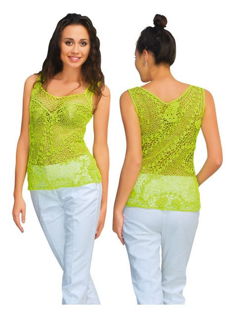 Блуза салатовая с ввязанными плотными мотивами No Brand — 370156930