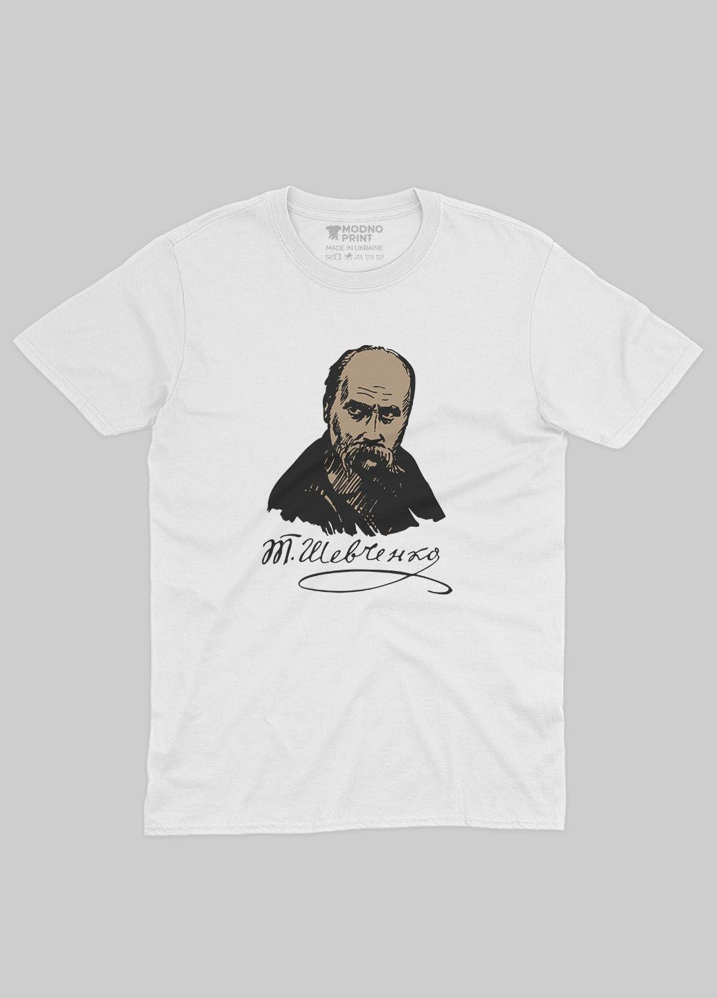Біла демісезонна футболка для хлопчика з патріотичним принтом тарас шевченко (ts001-2-whi-005-1-054-b) Modno