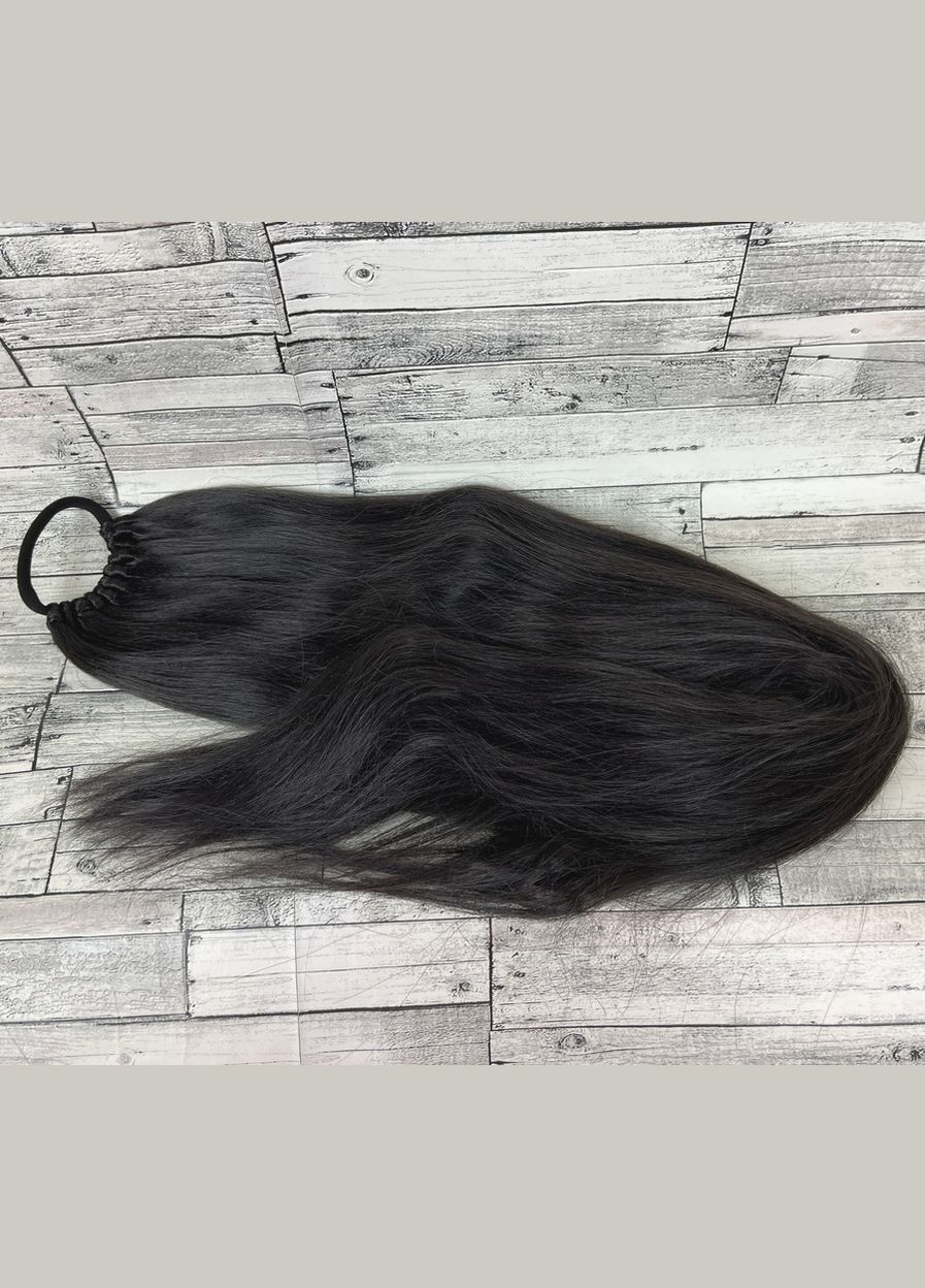 Накладний хвіст темно-коричневий прямий No2 на гумці шиньйон термосхідний рівний No Brand 1112 (328450775)