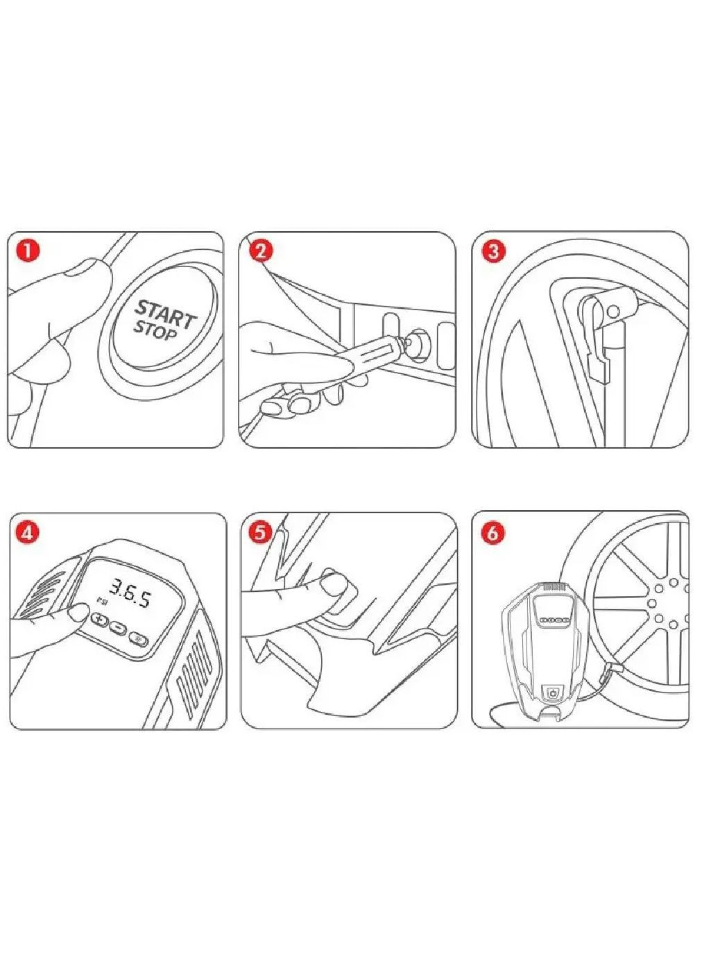 Електроасос насос компресор автоматичний електричний з роботою від прикурювача ліхтарем 22,5х7,4х14,5 см (477900-Prob) Unbranded (300822186)