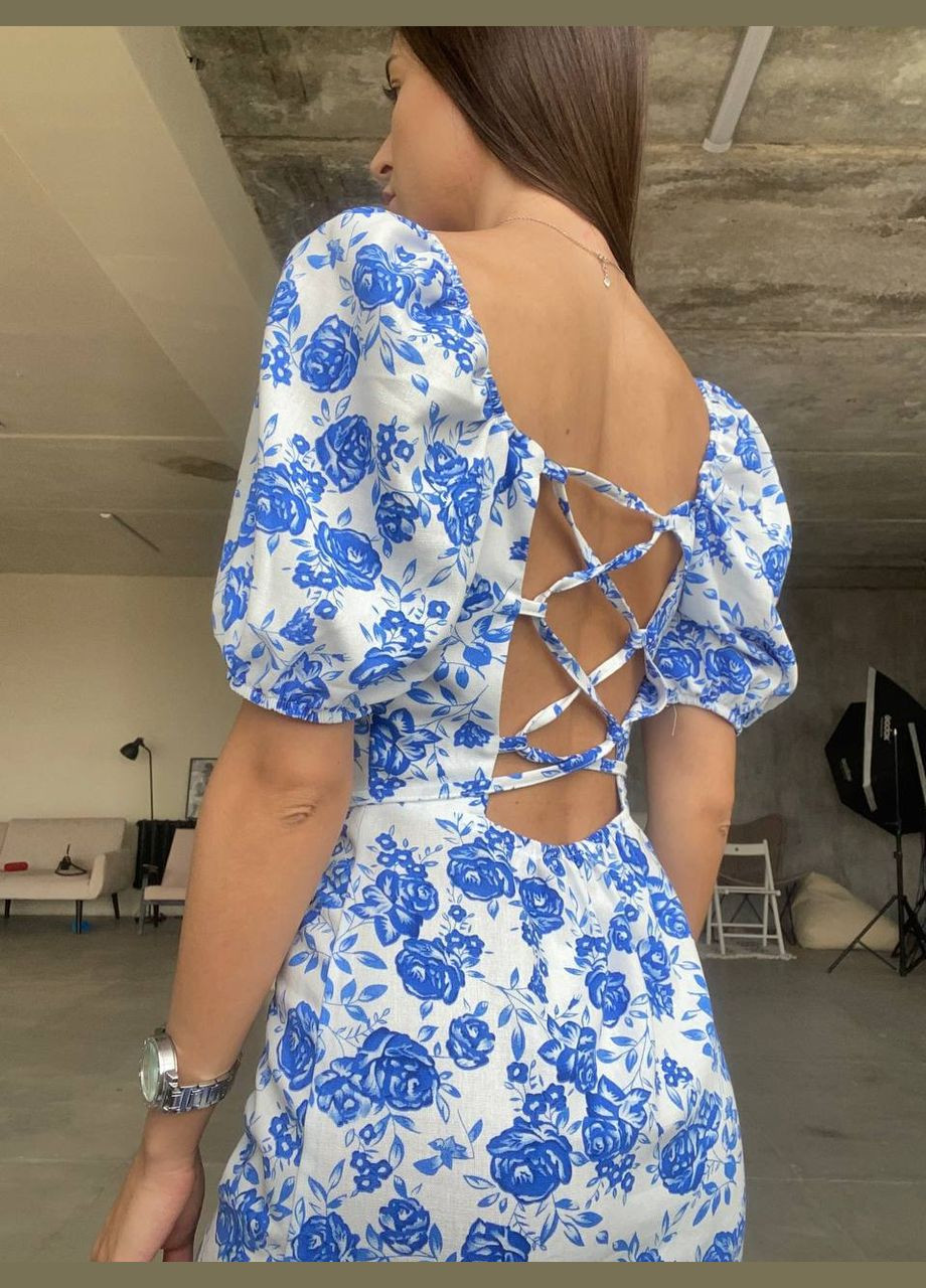 Белое праздничный, вечернее платье Україна с цветочным принтом