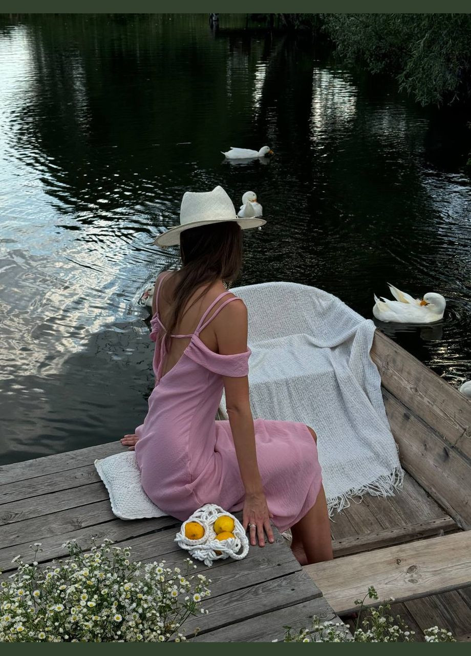 Рожева святковий, повсякденний, кежуал, коктейльна шифонова сукня з відкритими плечима з відкритою спиною Україна