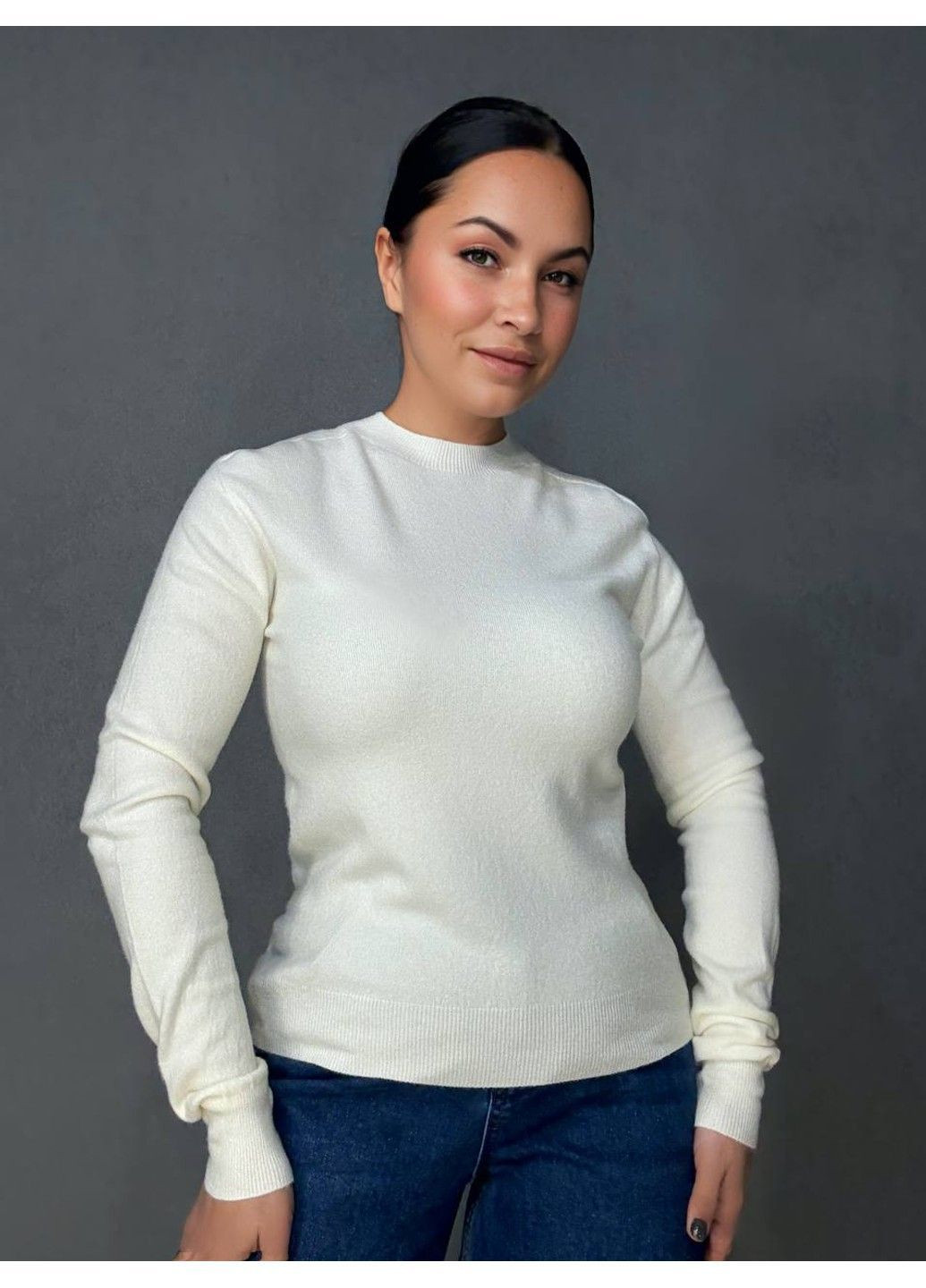 Білий демісезонний светр жіночий a-n 2403 водолазка гольф базовий з круглим горлом No Brand