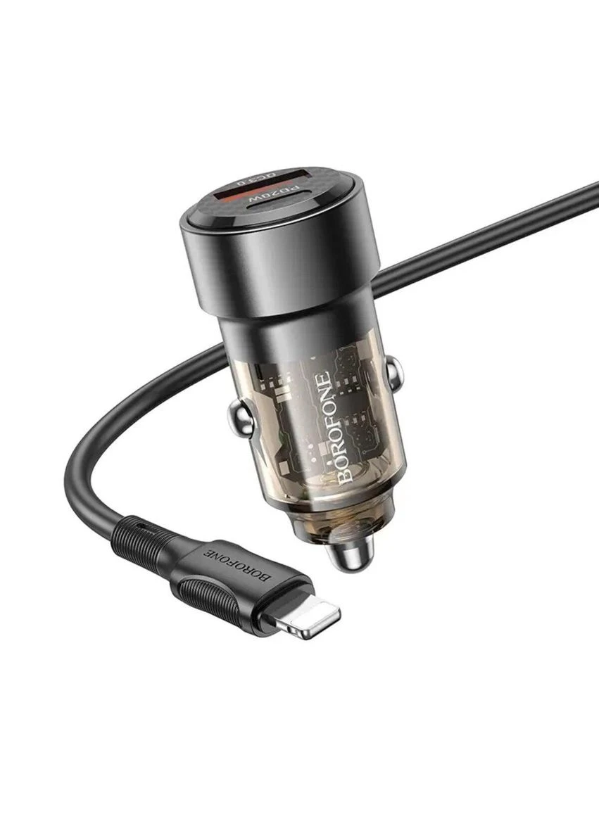Автомобільний зарядний пристрій BZ20 Smart 38W dual port PD20W+QC3.0 car charger set(C to iP) Borofone (301090069)
