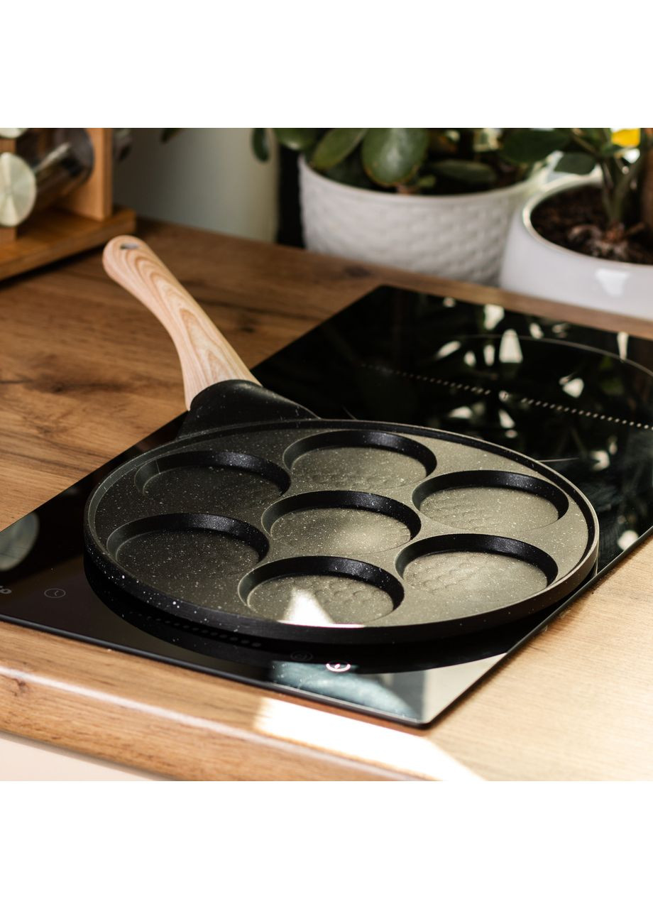 Сковорода з антипригарним покриттям 26 см для млинців, яєць та оладок, 7-секційна кругла чорна HP-39-582-B Jooki (358706107)