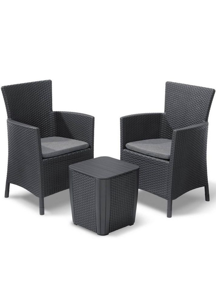 Комплект садових меблів Iowa Balcony (Luzon Flat) 2 крісла + 1 стіл графіт 223929 Keter (317303107)